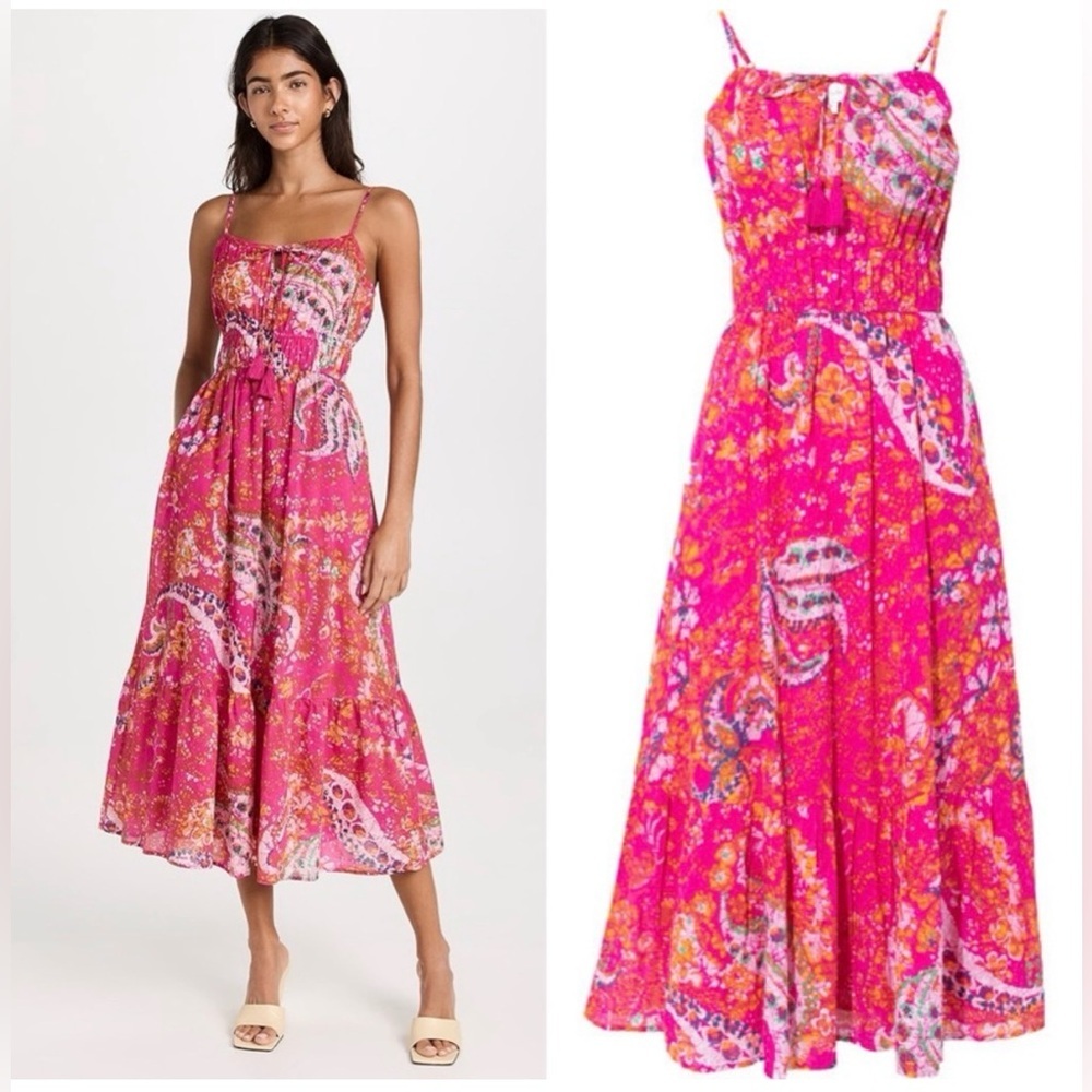 NWT Cleobella Monaco Midi Dress Hibiscus Sleeveless Pink Size Medium - Picture 2 of 8